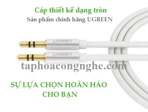 Ugreen 10762 0.5M màu Trắng Cáp âm thanh 2 đầu 3.5mm dương dây dẹt AV119 30010762